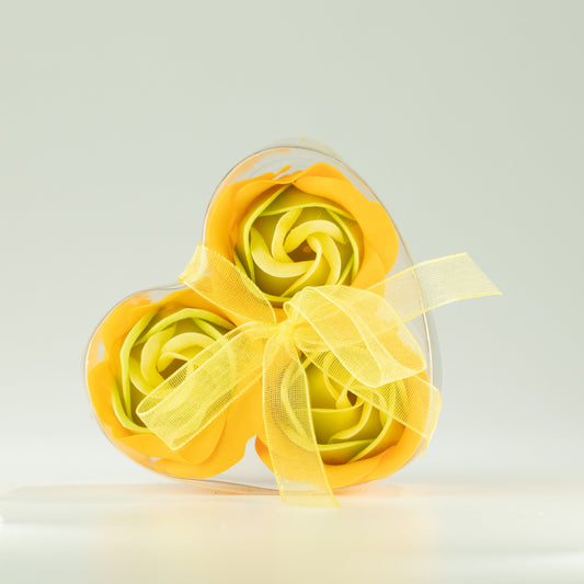 Set of 3 Soap Flower Heart Box - Spring Roses